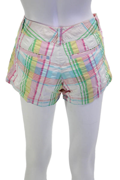 Lily Pulitzer Unisex Green Plaid Button Shorts 100% Cotton Size 4
