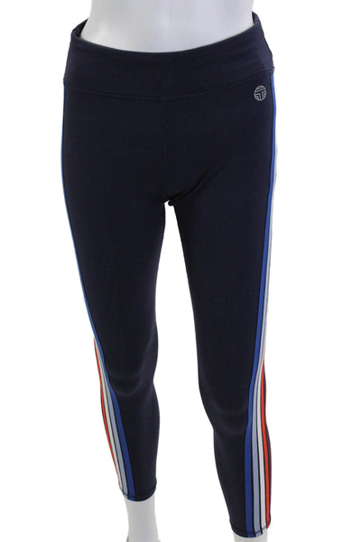 Tory Sport Womens Striped Dark Blue Ankle Jeggings Polyester Zip Size S