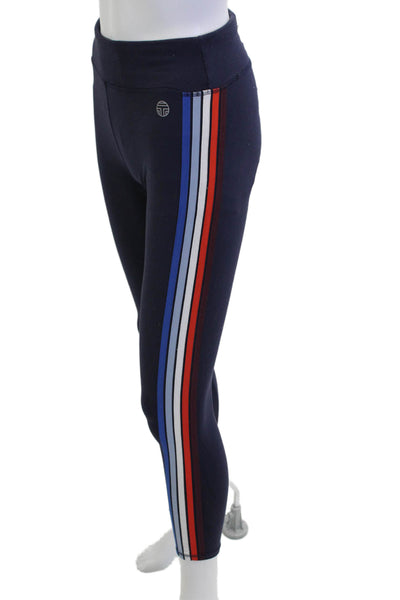 Tory Sport Womens Striped Dark Blue Ankle Jeggings Polyester Zip Size S