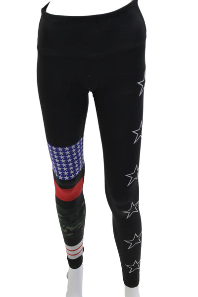 Noli Womens Ankle Leggings Black Graphic Print Army Size S