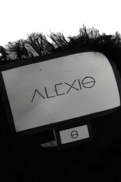 Alexis Women Black Silk Tie Neck Crew Neck Long Sleeve Gothic Blouse Size S