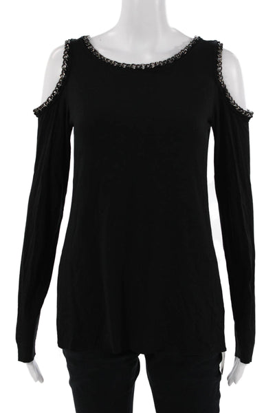 Bailey 44 Womens Black Gothic Long Sleeve Top Rayon Spandex Round Neck Size M