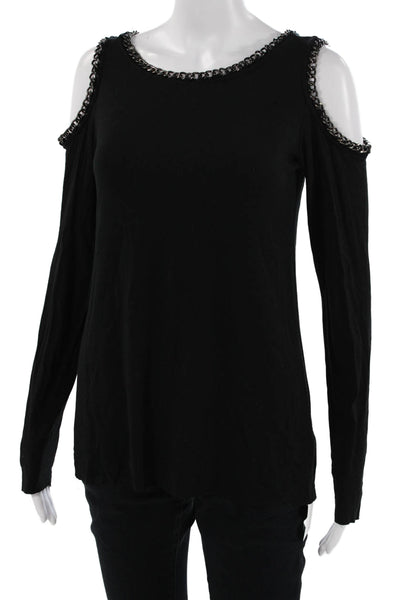Bailey 44 Womens Black Gothic Long Sleeve Top Rayon Spandex Round Neck Size M