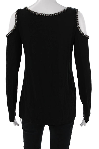 Bailey 44 Womens Black Gothic Long Sleeve Top Rayon Spandex Round Neck Size M