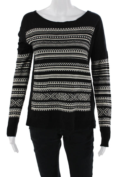 Bailey 44 Women Pullover Fair Isle Aztec Black Round Neck Long Sleeve Size S