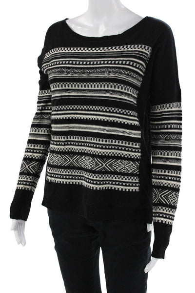 Bailey 44 Women Pullover Fair Isle Aztec Black Round Neck Long Sleeve Size S