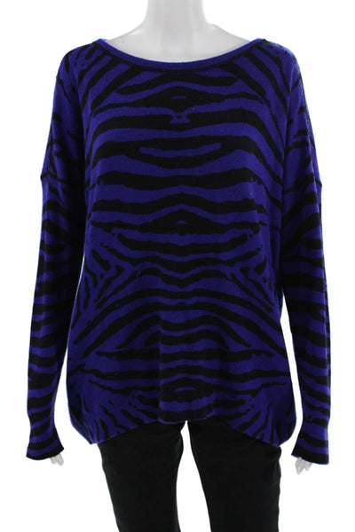 C by Bloomingdales Womens Black Animal Print Cashmere Pullover Sweater Size M
