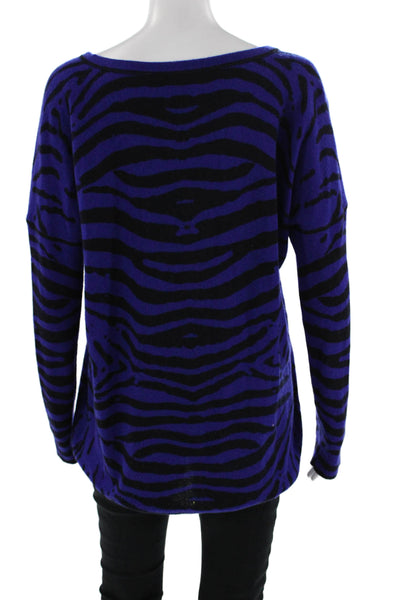 C by Bloomingdales Womens Black Animal Print Cashmere Pullover Sweater Size M