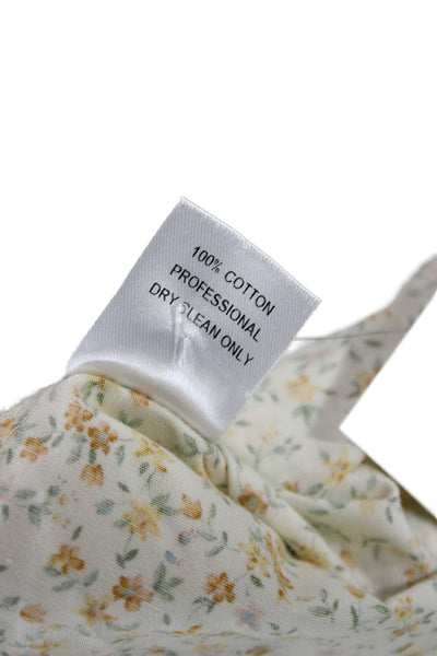 Petersyn Women Blouse White Floral Mock Neck 3/4 Sleeve Button-Up Size S