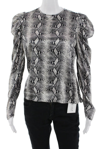 Generation Love Women Black Animal Print Silk Blend Long Sleeve Blouse Size XS