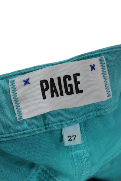 Paige Women Green Mid Rise Jeggings Button Closure Size 27