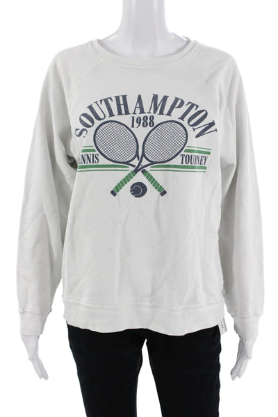 Retro Brand Women Pullover Sweatshirts White Cotton Graphic 80s Size S
