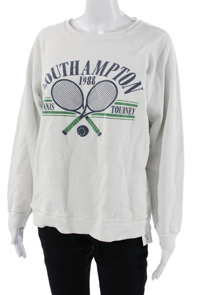 Retro Brand Women Pullover Sweatshirts White Cotton Graphic 80s Size S