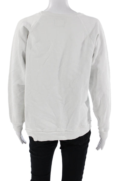 Retro Brand Women Pullover Sweatshirts White Cotton Graphic 80s Size S