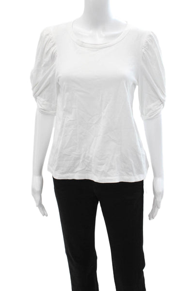 Pomander Place Womens Basic Jersey T-Shirt White 3/4 Sleeve Round Neck Size S