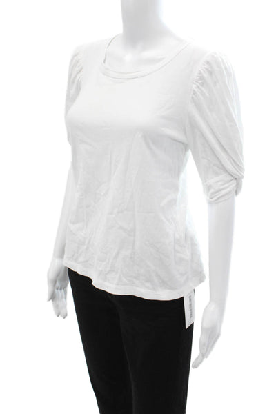 Pomander Place Womens Basic Jersey T-Shirt White 3/4 Sleeve Round Neck Size S