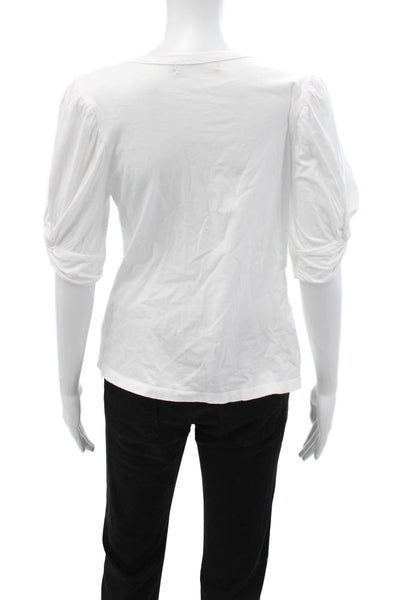 Pomander Place Womens Basic Jersey T-Shirt White 3/4 Sleeve Round Neck Size S