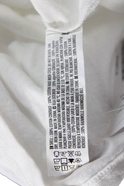 English Factory Womens Basic White Cotton Crew Neck Long Sleeve T-Shirt Size S