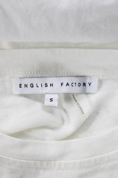 English Factory Womens Basic White Cotton Crew Neck Long Sleeve T-Shirt Size S