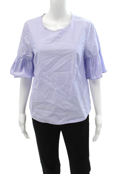 J Crew Womens Light Blue Cotton Button Up Blouse Short Sleeve Size 6