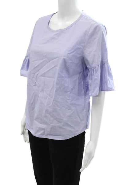 J Crew Womens Light Blue Cotton Button Up Blouse Short Sleeve Size 6