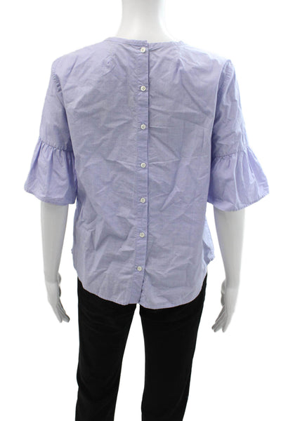 J Crew Womens Light Blue Cotton Button Up Blouse Short Sleeve Size 6
