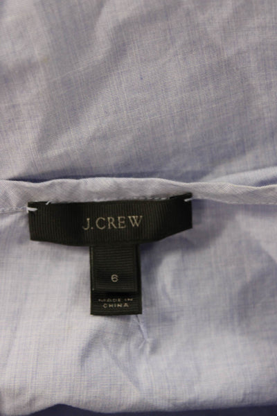 J Crew Womens Light Blue Cotton Button Up Blouse Short Sleeve Size 6