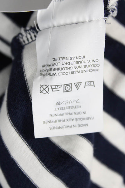 J Crew Womens Jersey Striped Dark Blue 100% Cotton Round Neck T-Shirt Size S