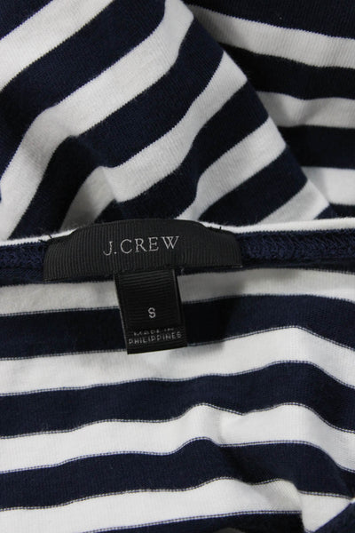 J Crew Womens Jersey Striped Dark Blue 100% Cotton Round Neck T-Shirt Size S