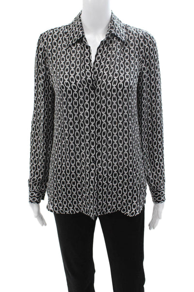 L Agence Womens Black Silk Button Up Blouse Size XS