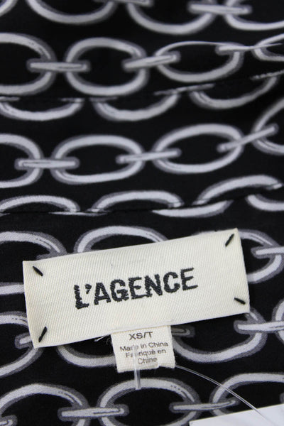 L Agence Womens Black Silk Button Up Blouse Size XS