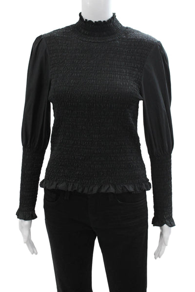 Veronica Beard Womens Black Mock Neck Long Sleeve Blouse Size 0