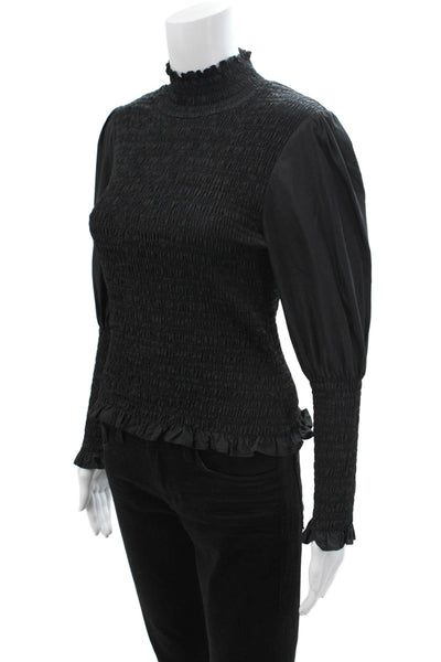 Veronica Beard Womens Black Mock Neck Long Sleeve Blouse Size 0