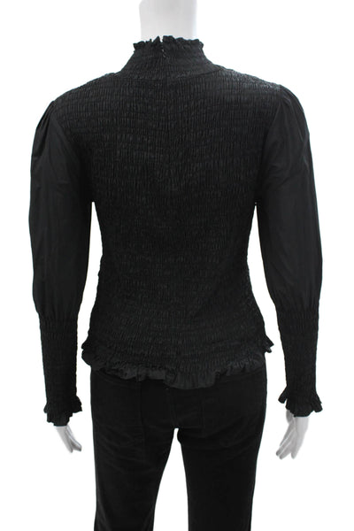 Veronica Beard Womens Black Mock Neck Long Sleeve Blouse Size 0
