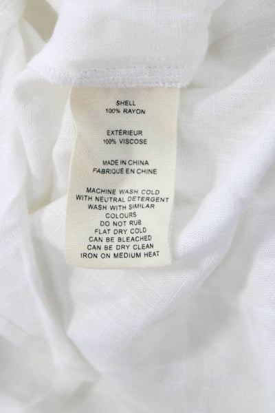 L Agence Womens White Rayon Long Sleeve Button Up Blouse Bohemian Size 2XS
