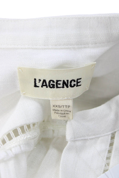 L Agence Womens White Rayon Long Sleeve Button Up Blouse Bohemian Size 2XS