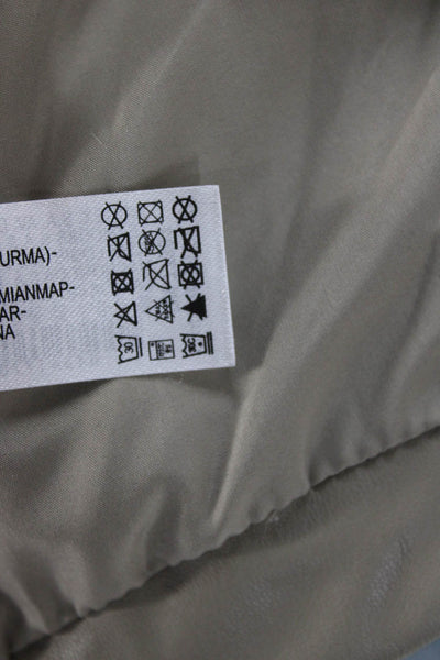 Zara Womens Puffer Quilted Jacket Beige Polyester Sleeveless High Neck Size S
