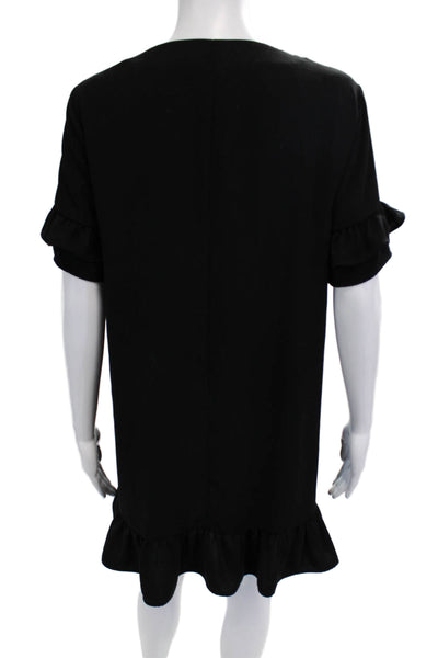 Zara Women Shift Dress Black V Neck Short Sleeve Size M
