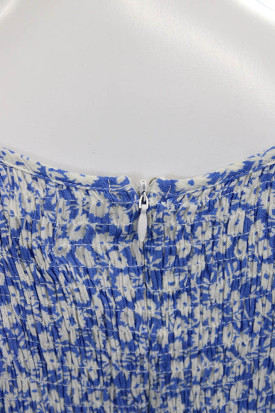Lost + Wander Womens Fit & Flare Sundress Blue Floral Rayon Zip Midi Size M