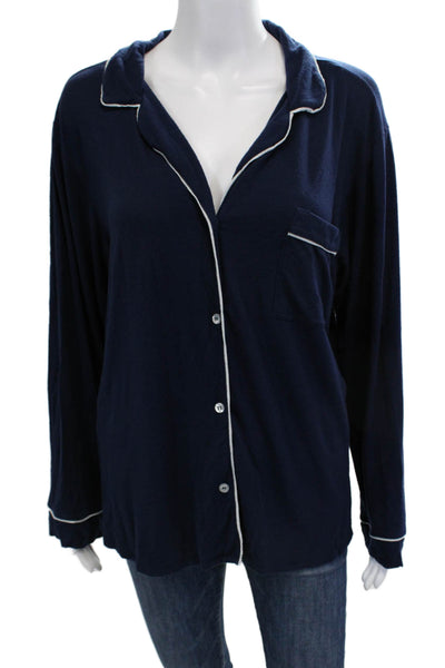 Eberjey Women Pajama Top Blue V Neck Modal 3/4 Sleeve Size S