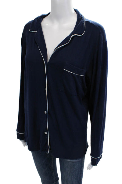 Eberjey Women Pajama Top Blue V Neck Modal 3/4 Sleeve Size S