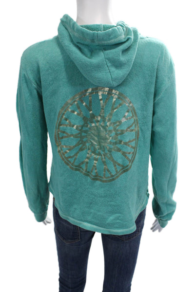 Soul Cycle Women Full-zip Hoodie Green Graphic Polyester Long Sleeve Size S