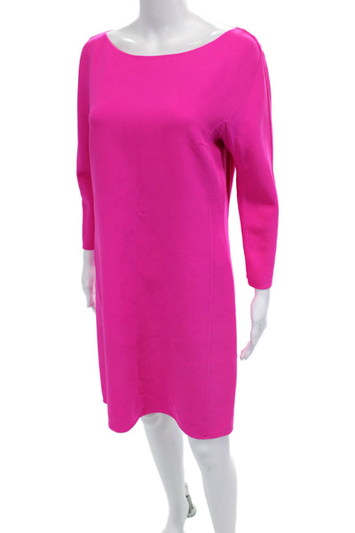 Michael Kors Womens Shift Dress Pink 3/4 Sleeve Round Neck Wool Zip Size 8