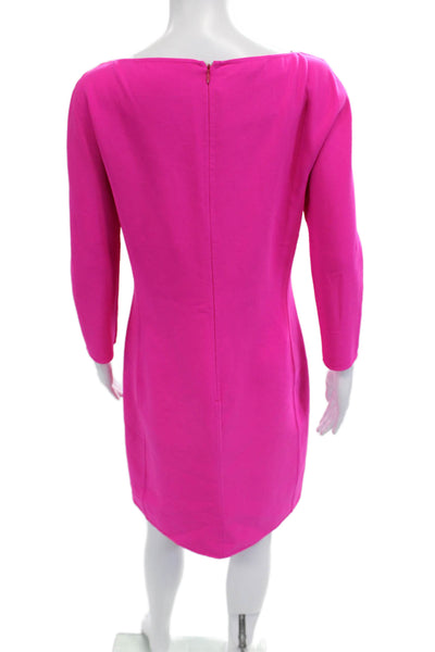 Michael Kors Womens Shift Dress Pink 3/4 Sleeve Round Neck Wool Zip Size 8