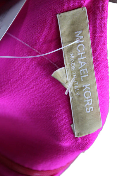 Michael Kors Womens Shift Dress Pink 3/4 Sleeve Round Neck Wool Zip Size 8