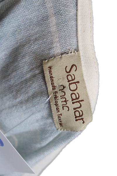 Sabahar Womens Kaftan Dress Light Blue Striped Cotton Knee Length Size One Size