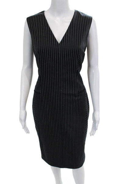 Altuzarra Women Black Sheath Pencil Dress V-Neck Knee-Length Size 2