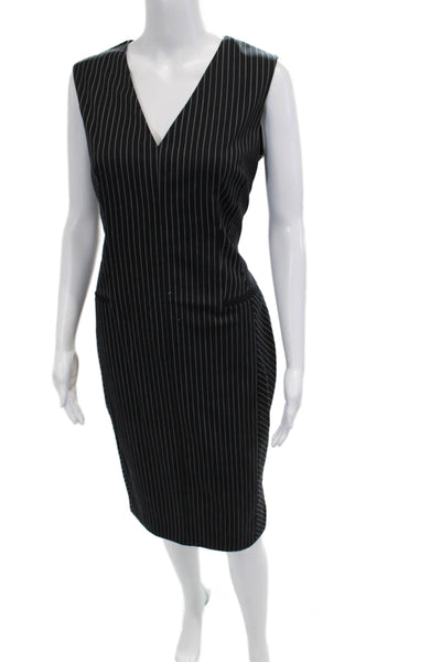 Altuzarra Women Black Sheath Pencil Dress V-Neck Knee-Length Size 2