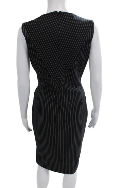 Altuzarra Women Black Sheath Pencil Dress V-Neck Knee-Length Size 2