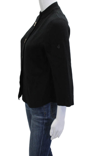 Alison Sheri Women Black Button Mock Neck 3/4 Sleeve Jacket Size XS